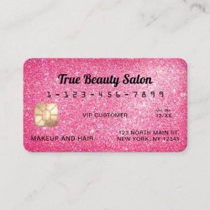 Carte de crédit unique Sparkly Neon Pink Parties s