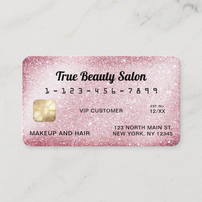 Carte de crédit unique Sparkly Pink Parties scinti (Devant)