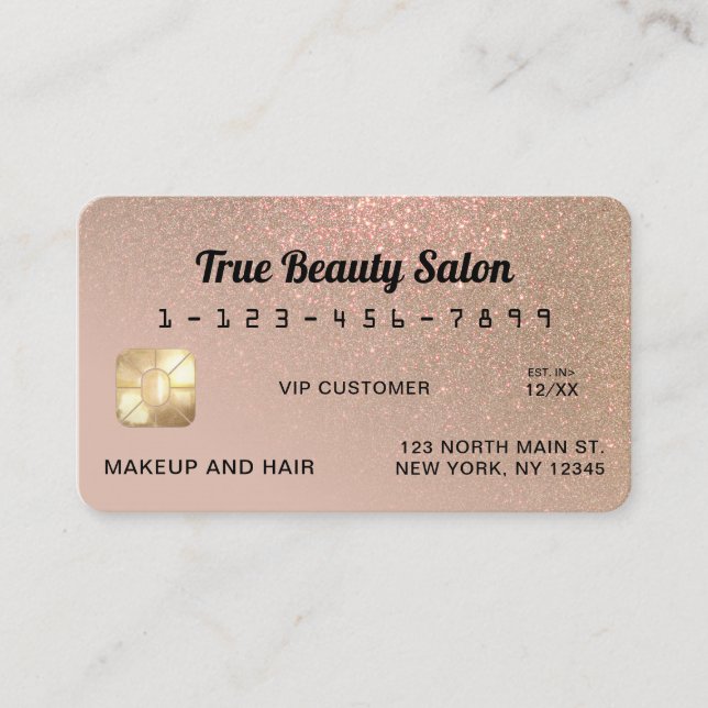 Carte de crédit unique Sparkly Taupe Gold Parties  (Devant)