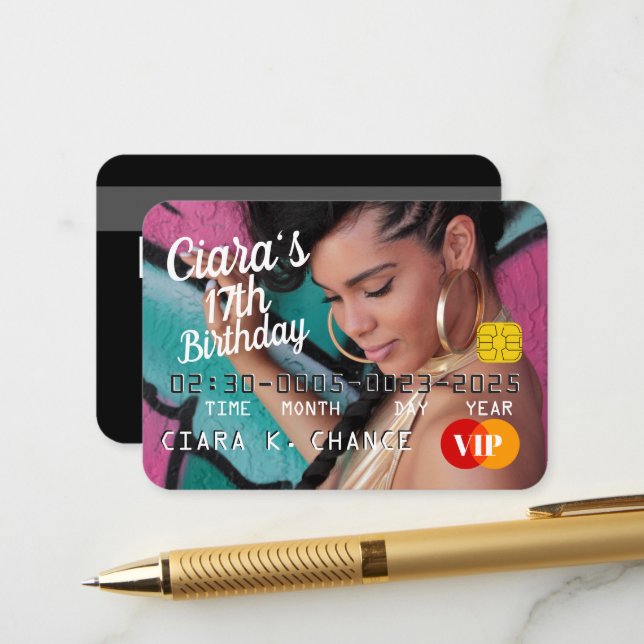 Carte de crédit VIP Carte de crédit photo Annivers (Devant/Arrière en situation)
