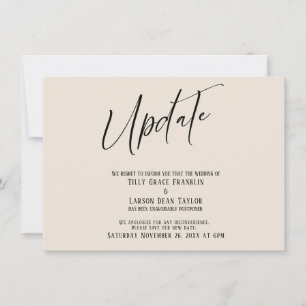 Carte de crème de mise à jour Mariage reportée par