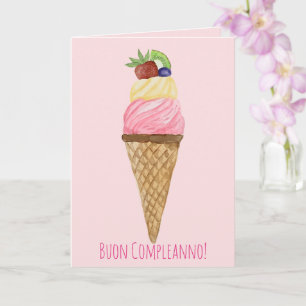 Carte de crème glacée d'aquarelle italienne