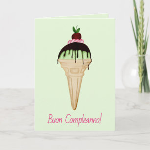 Carte de crème glacée d'aquarelle italienne