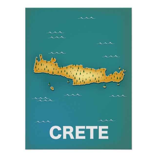 Carte de Crète affiche de voyage (Devant)