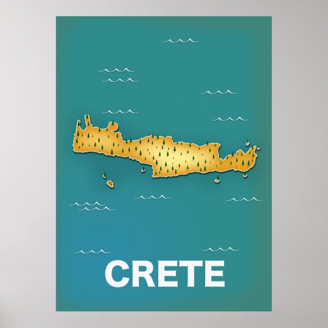 Carte de Crète affiche de voyage (Devant)
