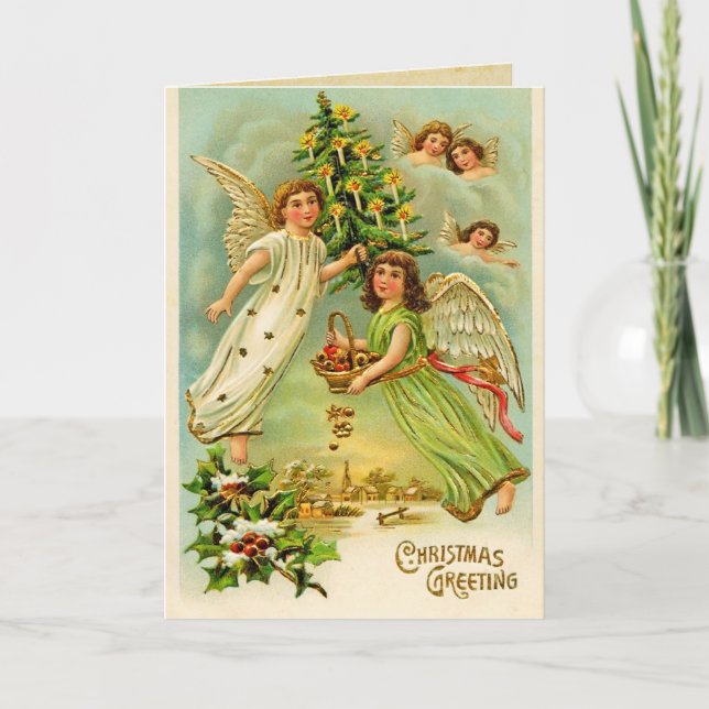 Carte de cru d'anges de Noël (Devant)
