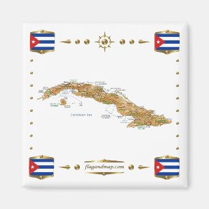 Carte de Cuba + Pavillons Magnet