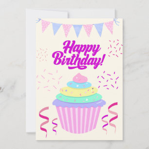 Carte de Cupcake d'anniversaire minimaliste amusan