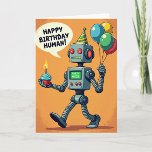 Carte de Cupcake de Robot de Fête
