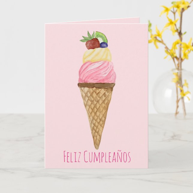 Carte de cupcakes à la crème glacée espagnole (Fleur jaune)