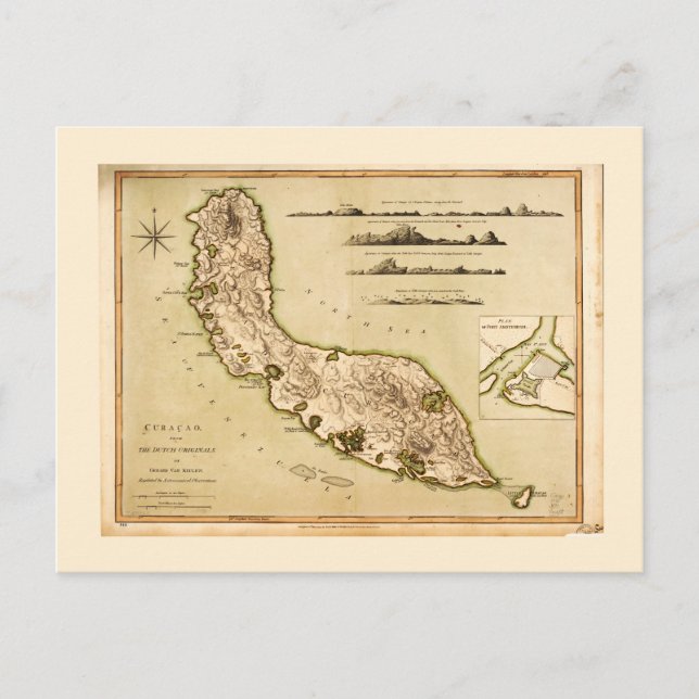 Carte de Curaçao, Petites Antilles (1794) (Devant)