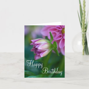 Carte de dahlia de joyeux anniversaire