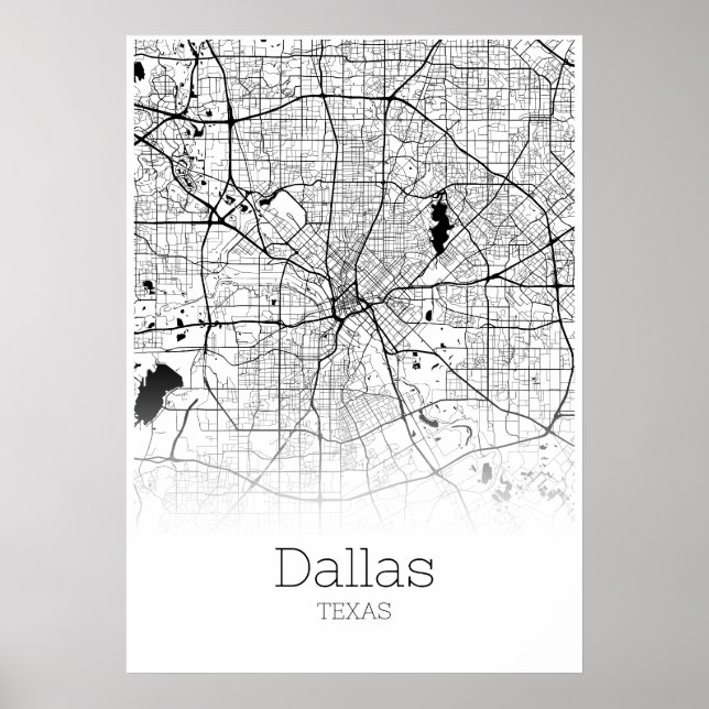Carte de Dallas - Texas - Carte de ville Poster (Devant)