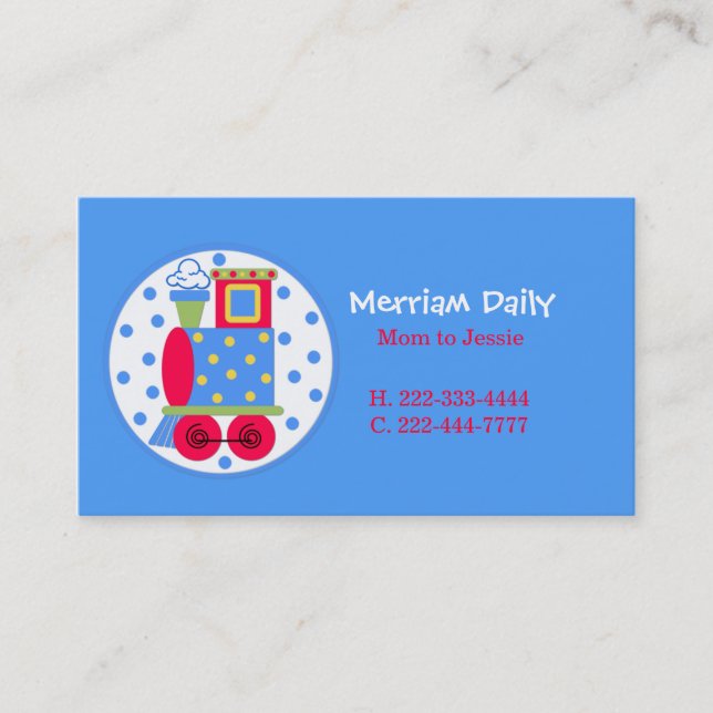 Carte de date bleue de jeu de maman de train (Devant)