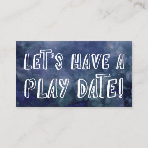Carte de date de jeu de la police bleue Bokeh Momm