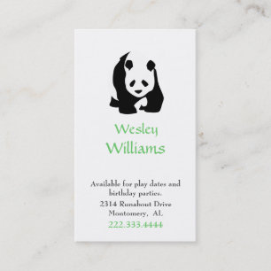 Carte de date de jeu d'enfants d'ours panda