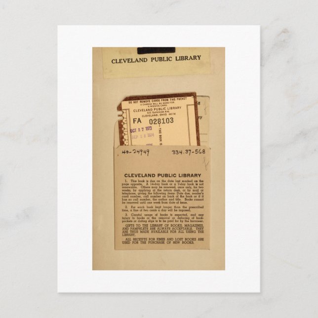 Carte de date d'échéance de la bibliothèque et tim (Devant)