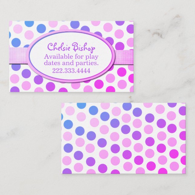 Carte de date Polka Dot couleur Play (Devant / Derrière)