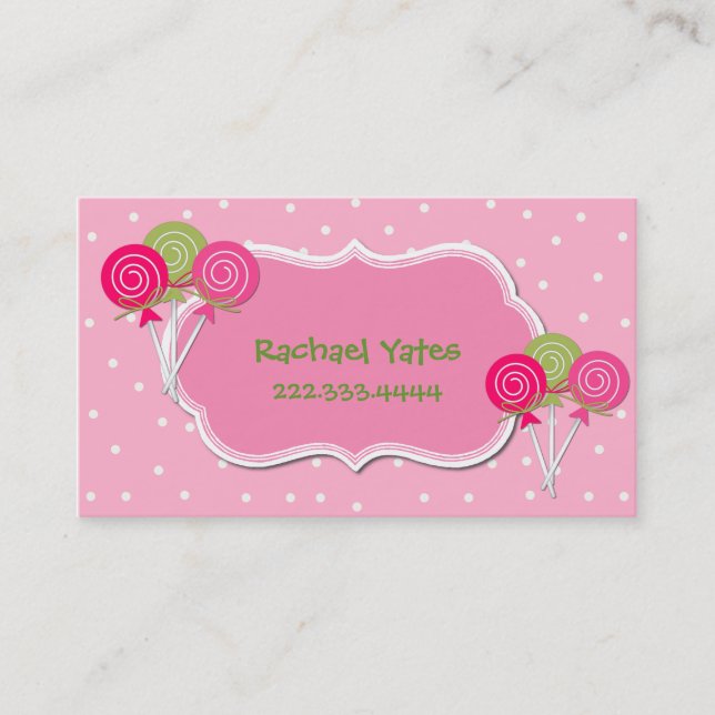 Carte de date rose et verte de jeu de Lollypops (Devant)