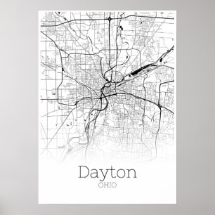 Carte de Dayton - Ohio - Poster de la carte de vil