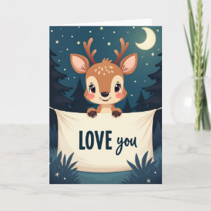Carte de déclaration d'amour au faon mignon