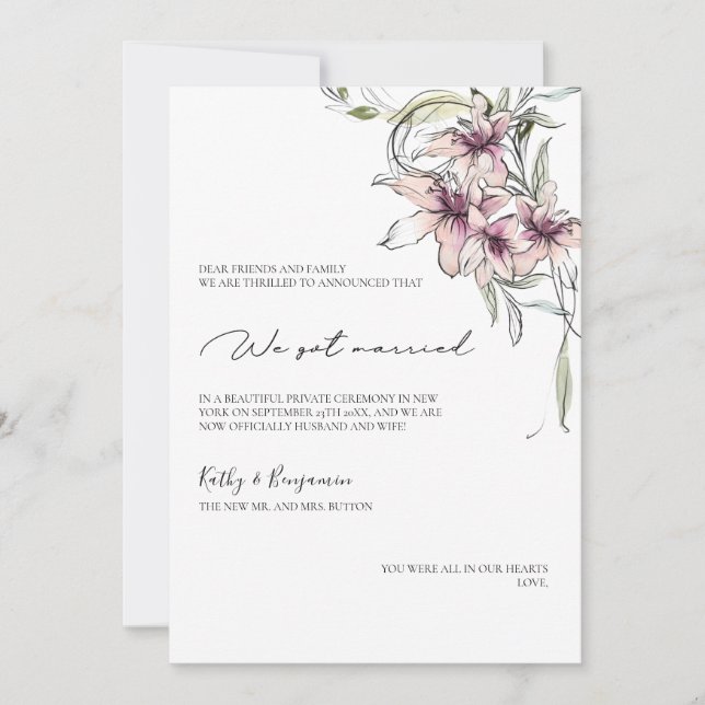 Carte de déclaration de fleurs de lys roses - cart (Devant)