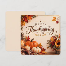 Carte de décoration de Thanksgiving rustique éléga