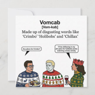 Carte de définition Vomcab : argot de Noël embarra