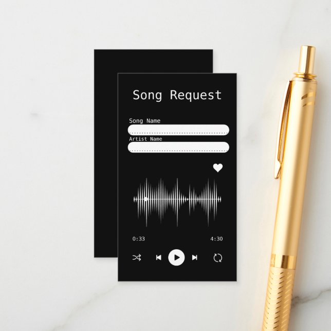 Carte de demande Black Song Player (Devant/Arrière en situation)
