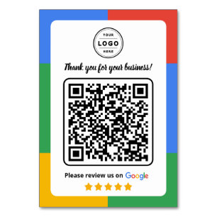 Carte de demande d'avis Google avec logo et QR Cod