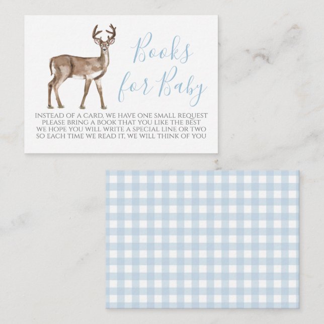 Carte de demande de Baby shower de cerf de garçon (Devant / Derrière)