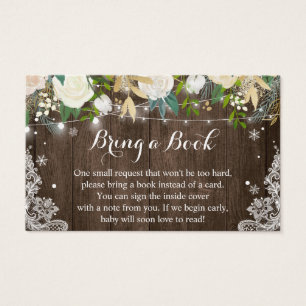 Carte de demande de Baby shower Floral en bois rus