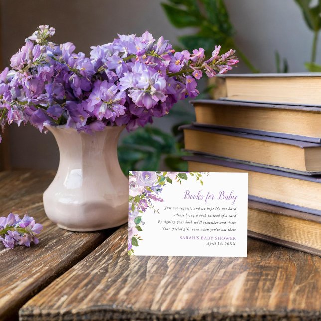 Carte de demande de Baby shower Floral Lilac (Créateur téléchargé)