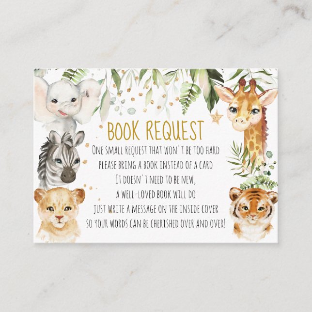 Carte de demande de Baby shower Safari (Devant)