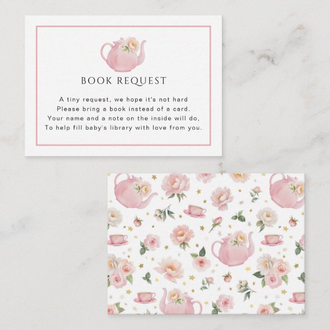 Carte de demande de Baby shower Tea Party (Devant / Derrière)