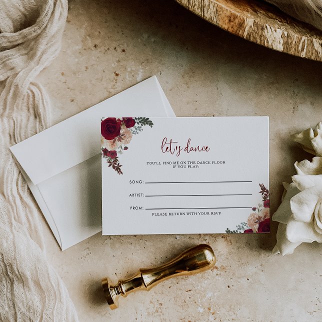 Carte de demande de chansons de Mariage rose de Bo (Créateur téléchargé)