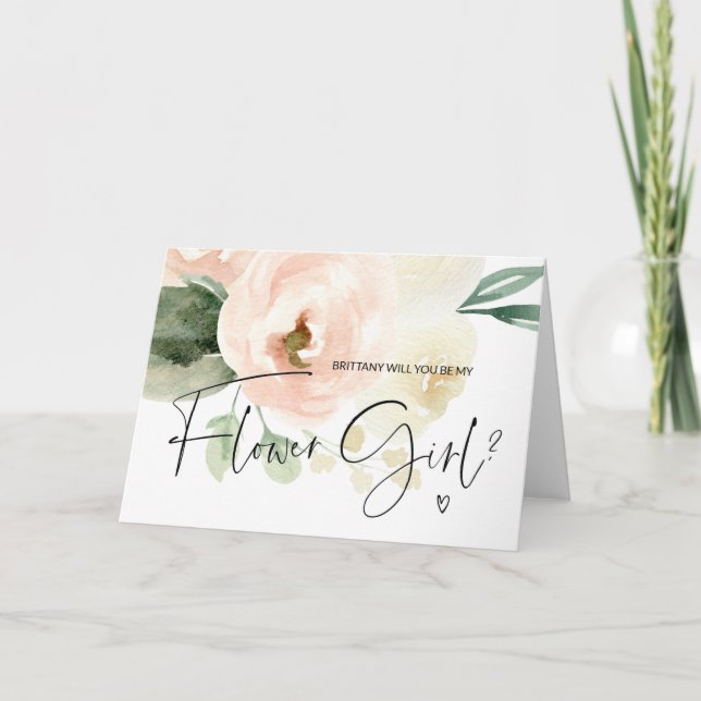 Carte de demande de demoiselle d'honneur à fleurs  (Devant)
