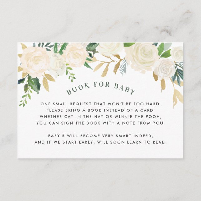 Carte de demande de douche bébé florale verte pour (Devant)