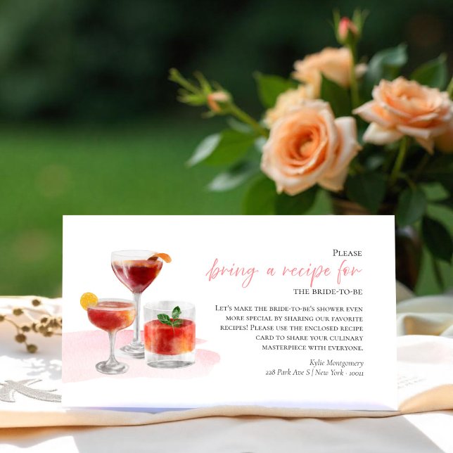 Carte de demande de Fête des mariées Cocktails (Créateur téléchargé)