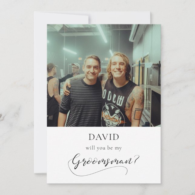 Carte de demande de garçon d'honneur avec calligra (Devant)