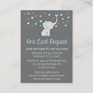Carte de demande de livre éléphant, Baby shower él