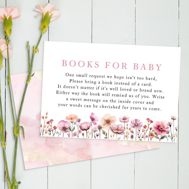 Carte de demande de livre pour bébé Fleur sauvage  (Books for Baby Enclosure Card)