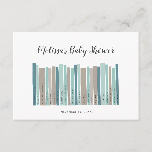 Carte de demande de livre pour shower de bébé garç (Devant)