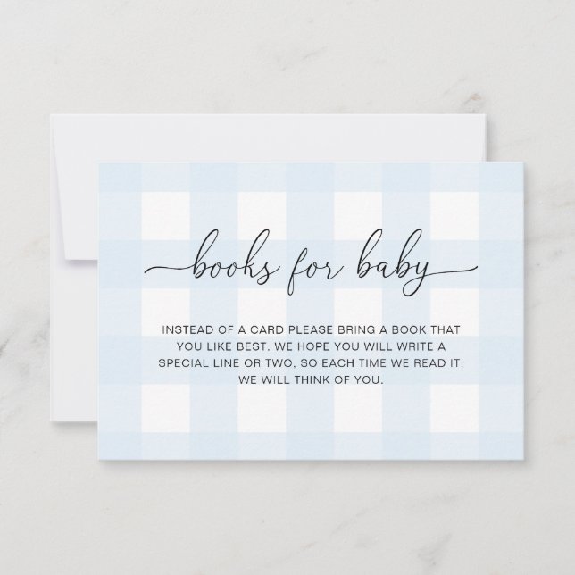 Carte de demande de livres à motif Gingham bleu (Devant)
