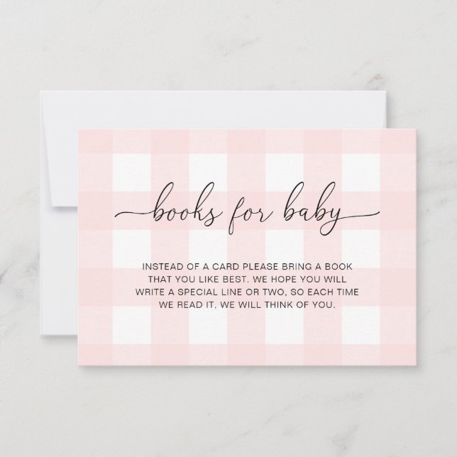 Carte de demande de livres Gingham rose (Devant)