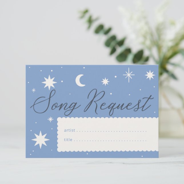 Carte de demande de musique mariage Dusky blue boh (Debout devant)