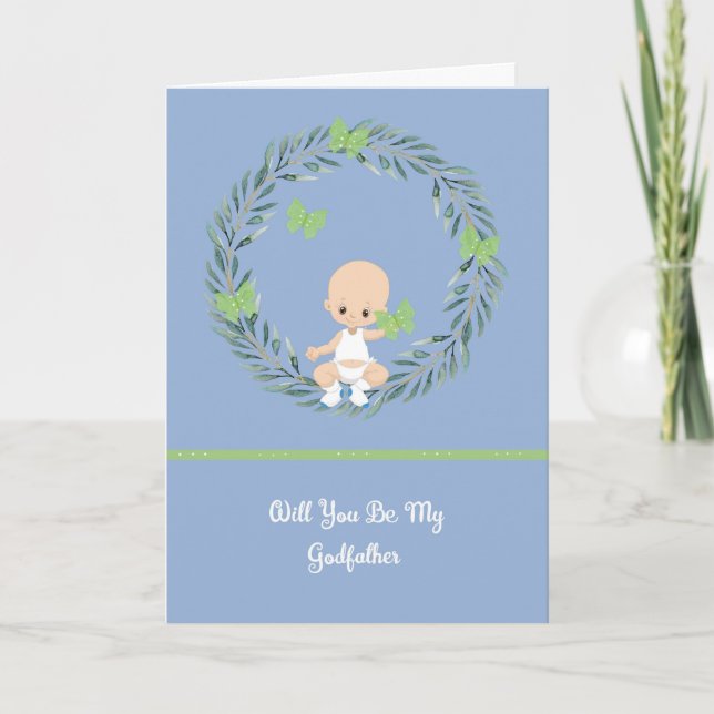 Carte de demande de parrain de mignonne bébé garço (Devant)