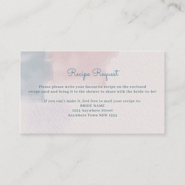 Carte de demande de recette couleur rose et bleu A (Devant)