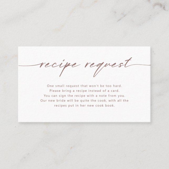 Carte de demande de recette de mariage de script B (Devant)