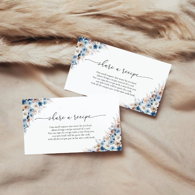 Carte de demande de recette Floral Boho bleu (Créateur téléchargé)